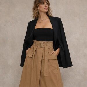 Vince High Rise Belted Utility Midi Skirt | Size 6
